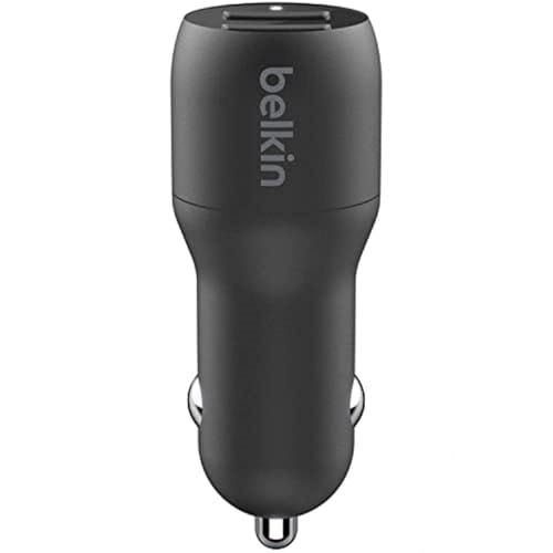 Belkin 24 Watt Dual USB Car Charger - 2 12W USB A Ports with Fast Charging for Apple iPhone 14, 14 Pro, 14 Pro Max, iPhone 13, 13 Pro, 13 Pro Max, Samsung Galaxy, AirPods & More - USB-C Charger - size: 24W, style: Standalone