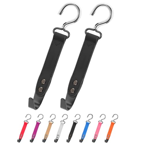 Car Hooks,Car Purse Hook,Car Headrest Hook 2 Pack Leather Headrest Hooks for car Accessories,SUS304 Car Bag Hooks(Black) - color: Black