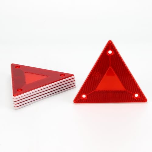 6 Pcs Red Safety Reflector Warning Sign, 6"x6" Slow Moving Vehicle Triangle Sign, Safety Triangles Dot Approved Road Outdoor Use for Outdoor Truck, Car, Golf Cart