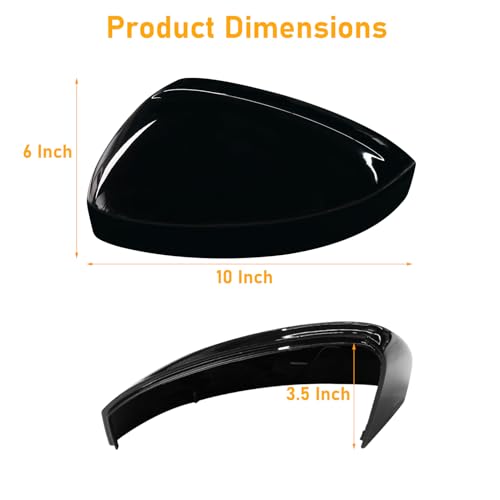 Compatible with Volkswagen Tiguan Mirror Cover Replacement 2018-2020,VW Allspace L MK2 Mirror Caps Driver & Passenger Side,Left & Right Side Door Rearview Cover,Clip-on(1 Pair),Glossy Black