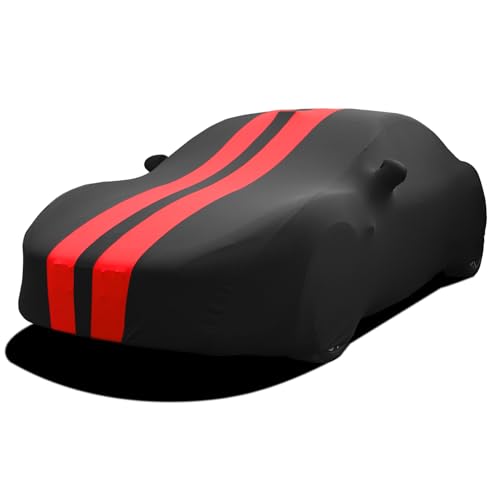 WinPower Indoor Sports Car Cover, Stretch Dustproof Protection Fit 181-192 Inch Full Car Cover for Underground Garage Car Show, Black and Red - size: L-SPORT CAR(181-192 Inch)