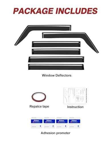 6pcs Outside-Mount Window Rain Guards Fit for 2018-2026 Jeep Wrangler JL/2020-2026 Jeep Gladiator, Extra Durable Window Visors Wind Deflector Dark Smoke Vent Shades Car Tape-on with Thicker - size: Fit for 2018-2026 Wrangler JL/2020-2026 Gladiator