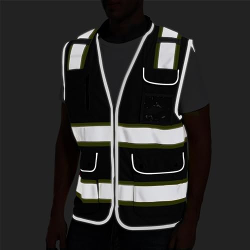ArcRidge Reflective Safety Vest for Men and Women - High Visibility Construction Vest - Dual Tone Reflective Strips - color: Black, size: X-Large