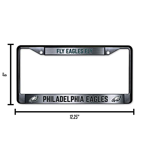 NFL Philadelphia Eagles Fly Eagles Fly Black Chrome License Plate Frame - 2-Screw Mount - color: Eagles