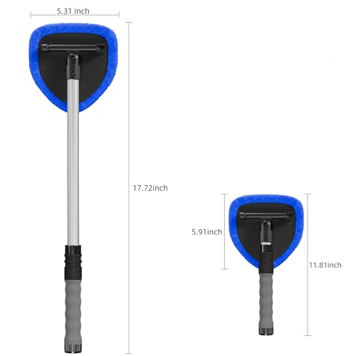 desin Windshield Cleaning Tool, Car Window Cleaner Windshield Cleaner with 4 Reusable and Washable Microfiber Pads and Extendable Handle Auto Inside Glass Wiper Kit - color: Blue