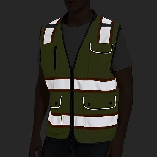 ArcRidge Reflective Safety Vest for Men and Women - High Visibility Construction Vest - Dual Tone Reflective Strips - color: Yellow, size: Large