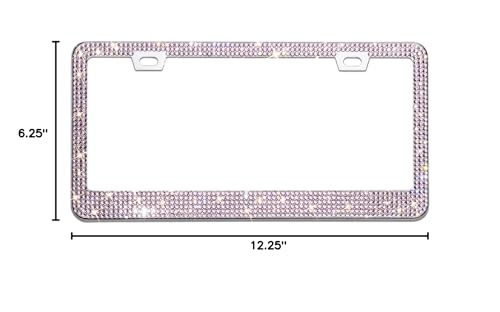 Bling Rhinestone License Plate Frame for Women 2PC,Diamond Sparkly License Plate Frames| Stainless Steel Frames & Over 1200 pcs Finest 14 Facets Glass Crystals Premium Diamond+GiftBox(Pink) - color: Pink-2PK