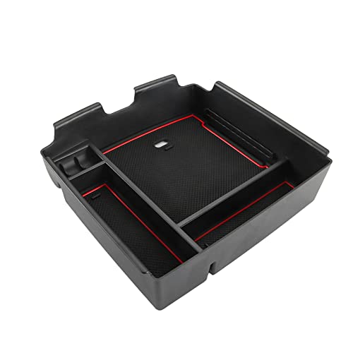 SKTU Compatible with 2022-2025 2026 Kia Carnival Center Console Organizer 2024 2025 2026 Carnival Accessories Insert ABS Materials Tray 2022-2026 Carnival Console Tray with Coin and USB Hole (Red) - color: Red