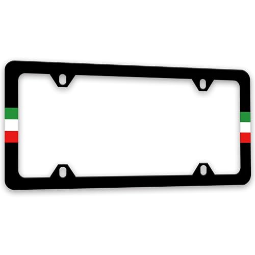 Italy Flag License Plate Frame Italian Flag License Plate Holders Funny Nation Auto Accessory Bracket Stainless Steel License Plate Frames with Screws for Women Men 6x12 Inch 4 Holes - color: Italy Flag