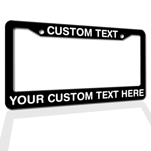 Any Text License Frames - Your Custom Message Plate Frame Custom Personalized Name Monogram Logo License Plate Frame Custom Funny License Plate Holder - Black - color: Black, size: One frame
