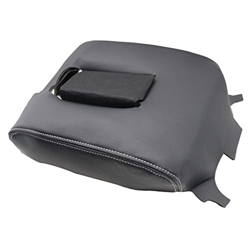 Priprilod Leather CAR Center Console Lid Armrest Replacement Cover Black with Gray Stitch Compatible with Chevy Silverado/GMC Sierra (40/20/40 Split Bench Seat) 2014 2015 2016 2017 2018 - color: Black with Gray Stitch