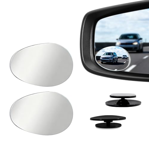 2 PCS Car Blind Spot Mirror, HD Frameless Convex Glass Angle Adjustable, Self-adhesive Back Auxiliary Reverse Mirror Wide Angle Side Mirrors Universal Car Exterior Accessories (Oval) - size: Oval