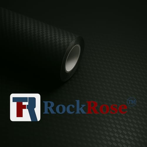 RockRose 3D Matte 3D Black Carbon Fiber Vinyl Wrap, Anti-Wrinkle, Air Release Automotive Bubble Wrap, Self Adhesive Car Vinyl Sticker DIY Decals 5FT x 5FT - color: 3D Black, size: 5FT x 5FT
