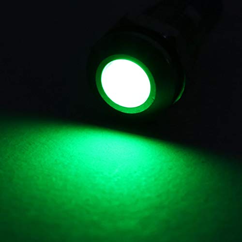 uxcell Signal Indicator Lights AC/DC 12V-24V 8mm Panel Mount Green LED Waterproof Metal Shell Warning Lamps for Car Motorcycles Boat - color: Green