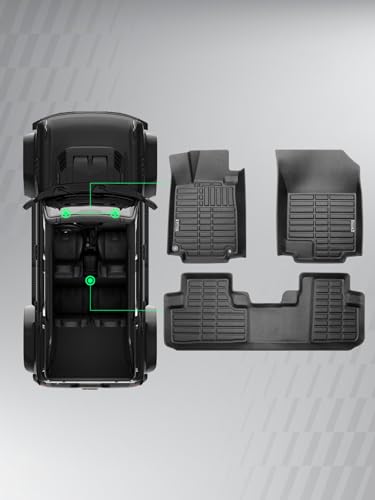 YHTAUTO Automotive All Weather Floor Mats Compatible with Honda CR-V 2012 2013 2014 2015 2016, Only for Carpet Flooring Car Mats Custom Fit TPE Floor Liners Front & Back Seat, Black, Set of 3 - size: 2012-2016