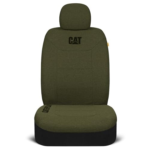 Cat CozyBlend Car Seat Covers, Olive Green Heather - Premium Jersey Fabric Seat Covers for Cars Trucks SUV, Breathable Cotton Car Seat Covers Front Seats Only, Universal Fit Automotive Interior Covers - color: Olive Green