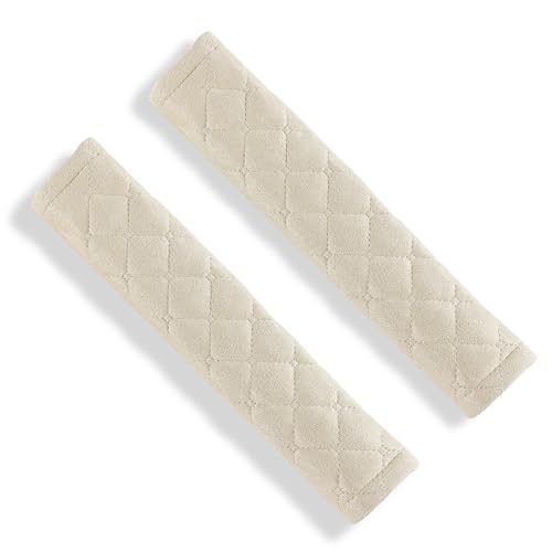 Amooca Automotive Seat Belt Cover Soft Suede Universal Fit Seatbelt Shoulder Pad Neck Protector Cushions for SUV Trucks Airplane Backpack 2 Pack Beige - color: Beige