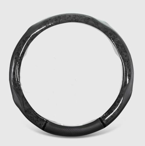 Peach Wood Grain Steering Wheel Cover Anti-Slip Breathable Durable Leather Four Seasons Universal 15 Inch Car Wrap Cover (Black) - color: Black