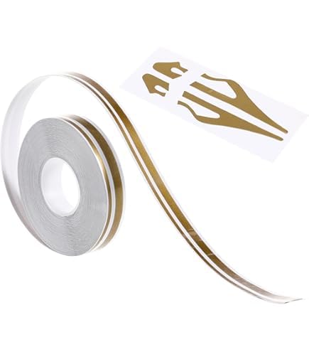Roll Vinyl Pinstriping Racing Stripes Pinstripe Chrome Line Decal Sticker Auto,Automotive Pinstriping Tape 32ft,Vinyl Pinstripe Tape (Gold Chrome 1/2) - color: Gold Chrome 1/2