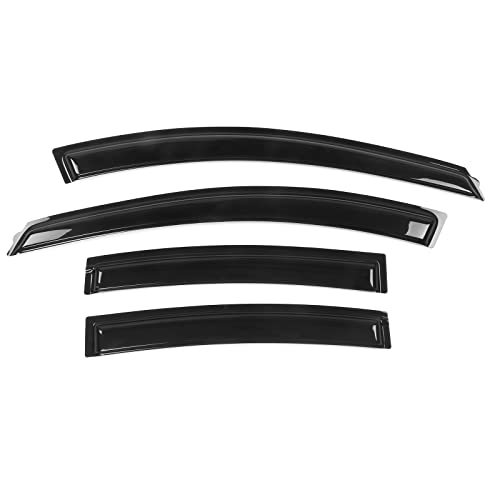 Window Visor Compatible with 2010-2015 Chevrolet Cruze 2016 Chevrolet Cruze Limited, Slim Style Acrylic Black Sun Rain Wind Guards Cover 4Pcs Set by IKON MOTORSPORTS, 2011 2012 2013 2014