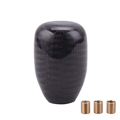 muge racing Universal Carbon Fiber Shift Knob Automatic/Manual Gear Shift Knob for Most Vehicles with 3 Adapters - style: Carbon Fiber-Short