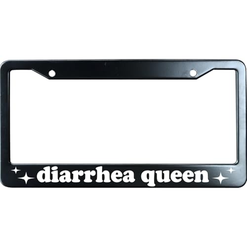 Diarrhea Queen Funny License Plate Frame for Men/Women, Stainless Steel Auto Car Plate Cover UV Printed, Personalized Humor Gift - color: Diarrhea Queen