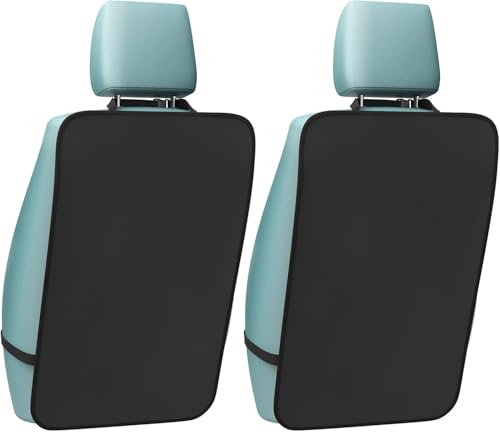 2 Pack Auto Seat Back Kick Protectors, Large Kick Mats for Car, Waterproof Automotive Car Back Seat Cover Protect from Dirt, Mud, Stains, Scratches, Fit Most Cars, Oxford Fabric Black