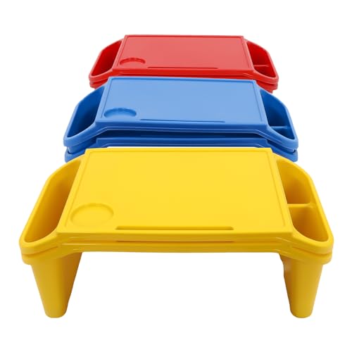 6 Pack Kids Lap Desk with Storage Slots, Stackable Portable Kids Lap Tray, 19.69" L X 9.84" W X 7.1" H Plastic Table Kids Activity Tray for Writing Eating Drawing Reading (Red, Blue, Yellow) - color: Red+blue+yellow