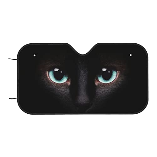 Black cat Eyes Car Windshield Sunshade Front Window Sun Visor Protector Foldable Shield Cover for Truck SUV - color: Black11