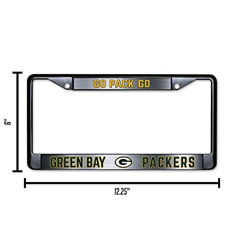 NFL Green Bay Packers Go Pack Go Black Chrome License Plate Frame - 2-Screw Mount - color: Packers