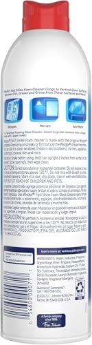 Windex Fast Shine Foam Glass Cleaner, No-Drip Aerosol Cleaning Spray, 19 oz. (Pack of 2) - size: 19 Fl Oz (Pack of 2)