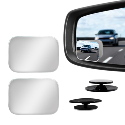 2 PCS Car Blind Spot Mirror, HD Frameless Convex Glass Angle Adjustable, Self-adhesive Back Auxiliary Reverse Mirror Wide Angle Side Mirrors Universal Car Exterior Accessories (Rectangle) - size: Rounded Rectangle