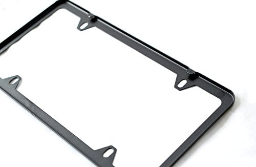 Premium Slim Style Stainless Steel License Plate Frame (4 Holes, Black UV Resistant Matte Finish) - color: Black Matte Finish, size: 4 Holes, 1 Pack