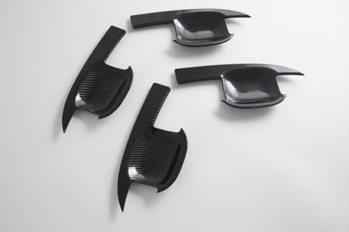 4Pcs Door Bowl Front Rear Driver & Passenger Side Compatible with 2019-2025 Chevy Silverado GMC Sierra 1500 20-25 2500 3500 (Carbon Fiber Door Bowl) - color: Carbon fiber door bowl