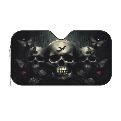 Skull Car Sun Shade Windshield Sunshade Foldable Front Window Shield Cover for Truck SUV - color: Blue11