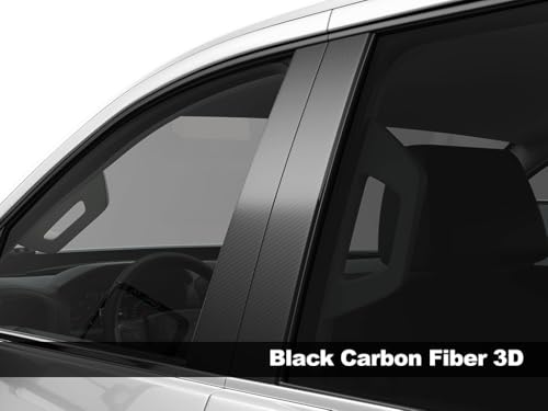 Rvinyl Pillar Post Pre Cut Window Trim Kits in Carbon Fiber 4D Black Compatible with Chevrolet Tahoe 2015-2020 - Adhesive Backs - color: Carbon Fiber 4d (Black)