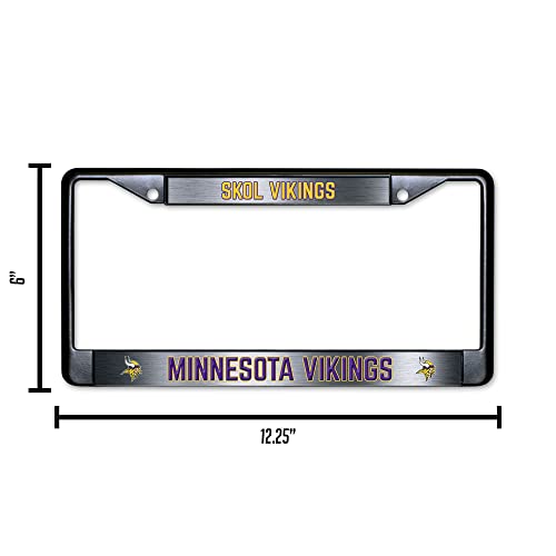 NFL Minnesota Vikings Skol Vikings Black Chrome License Plate Frame - 2-Screw Mount - color: Vikings