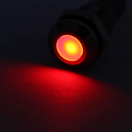 uxcell Signal Indicator Lights AC/DC 12V-24V 8mm Panel Mount Red LED Waterproof Metal Shell Warning Lamps for Car Motorcycles Boat - color: Red