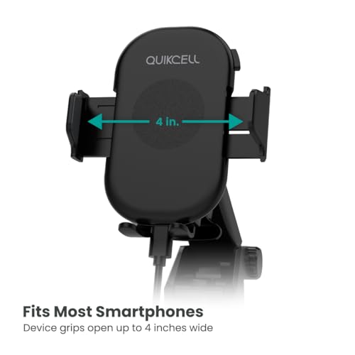 QUIKCELL DriveDock Charge Wireless Car Mount, 15W Fast Charging, 3-Way Mounting for Dash, Window, Vent