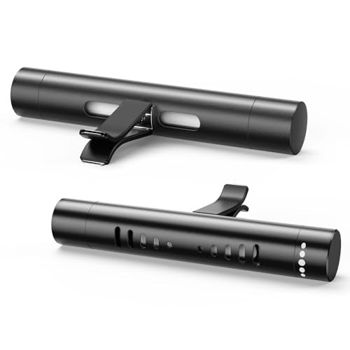 2pcs Car Air Freshener Diffuser Vent Clips,With 12 Odorless Refill Sticks,Essential Oil Car Diffuser Suitablefor:Car,Bathroom,OfficeScenario,Cloakroom,Bedrooms,Present (Black)