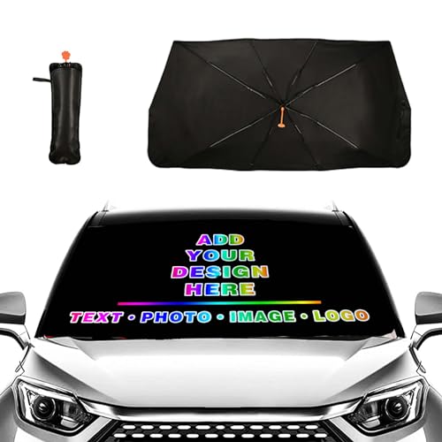 Custom Car Windshield Sun Shade Umbrella Personalized with Photo Text Design Car Sunshade Sun Visor for Front Windshield Customized Window Sunshades - color: Customized