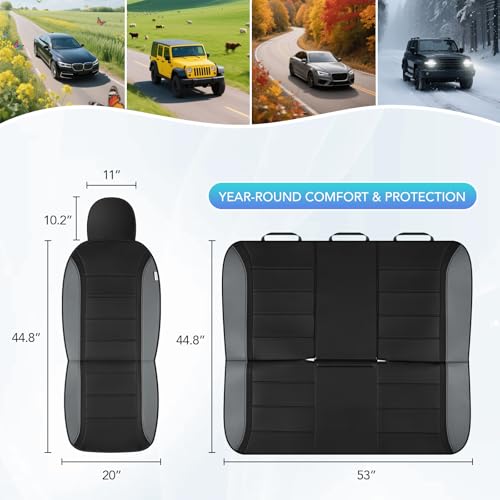 Road Comforts Leather Seat Covers, Breathable Car Seat Covers Full Set for Men,Airbag Compatible, Automotive Seat Covers Set Universal Fit Most Cars,Vans,Truck,SUV - color: Gray Full Set
