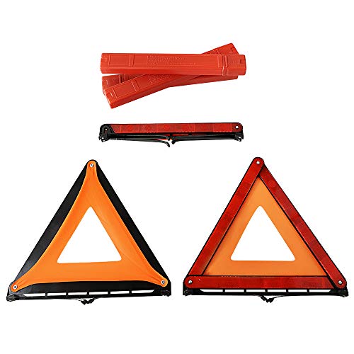 Foldable Warning Triangles Road Safety Triangle Kit, 3 Pack of Reflective Triangle Sign with Storage Case, DOT Approved