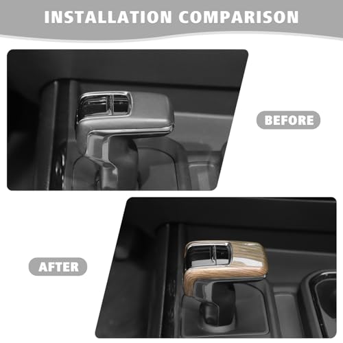 Jimen for Silverado Shift Knob Cover, Auto Gear Shifter Knob Trim Compatible with Chevrolet Silverado 2022-2024 (Wood Grain) - color: Wood Grain
