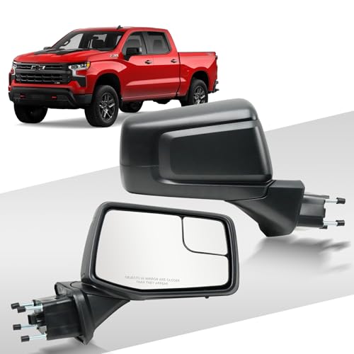 Passenger Right Side Door Mirror for 2019-2024 Chevy Silverado 1500, with Heated Power and Convex Blind Spot Glass Temperature Sensor Manual Folding, Replace#GM1321583(7 Pins) - size: Right