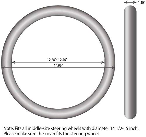 Elantrip Steering Wheel Cover Leather 14 1/2 to 15 inch Universal Padded Soft Grip Breathable for Car Truck SUV Jeep Anti Slip Blue and Black - color: Black and Blue, size: 14 1/2 - 15 Inch