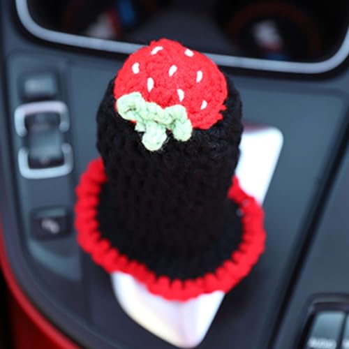 Crochet Shift Knob Cover, Universal Handmade Strawberry Boho Car Accessories for Women, Cute Shift Boots Knobs Cover Automotive Interior Fits Car Truck SUV (80#SC) - color: 80#SC