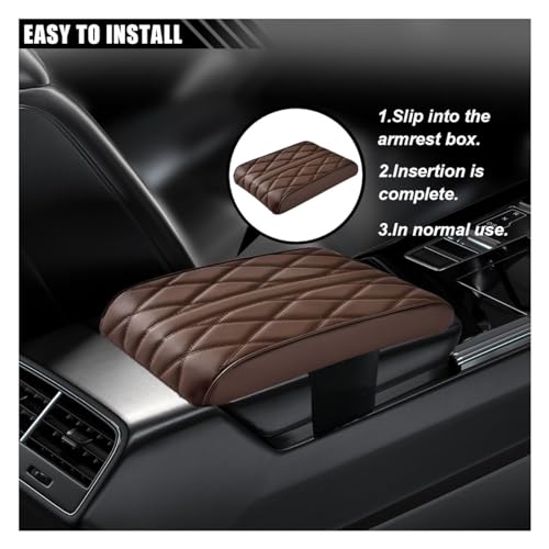 Car Center Console Cover Pad, Leather Auto Console Arm Rest Cover, Waterproof Car Armrest Seat Box Cushion Protector, Memory Foam Armrest Pillow for Most Cars (Coffee) - color: Coffee