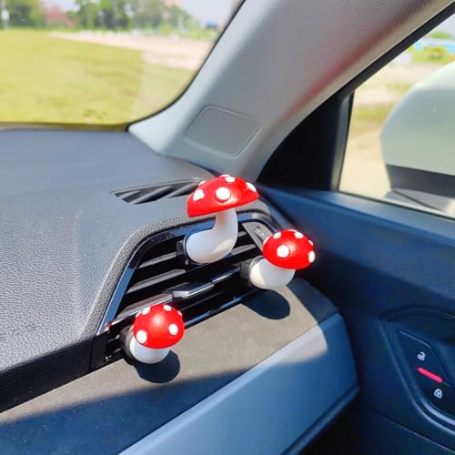 Cute Car Air Freshener Vent Clips, 3D Design Mushroom Diffuser Vent Clip, Air Conditioning Decoration Car Accessories for Women and Men