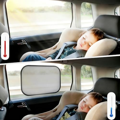 2PCS Universal Window Shade, Car Window Shades, Car Sunshine Glare & UV Rays Protection Sunshade with Suction Cups, Auto Sun Blocker Screen Accessories for Vehicles (2PCS/Side Without Hole) - color: 2PCS/Side Without Hole